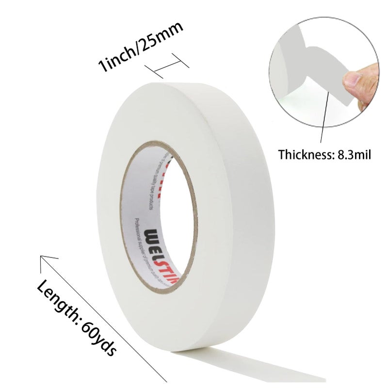 WELSTIK 1 Pack Gaffer Tape White,1" X 60 Yards-60 Yards Length-Suitable for DIY Projects, Heavy Duty Gaffer Floor Tape for Hockey Sticks,Wall Cracks, Bug Holes,Non-Reflective Easy to Rip - Image 2